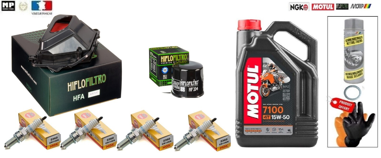 Kit vidange premium YAMAHA YZF-R6 avec lubrifiant Motul 7100 10w40 formulation ester