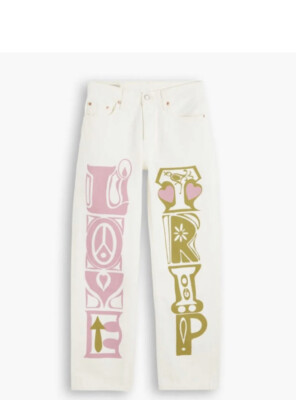 LEVIS PREMIUM 501 90s JEANS CRAZY LEGS LOVE TRIP GRAPHIC PRINT