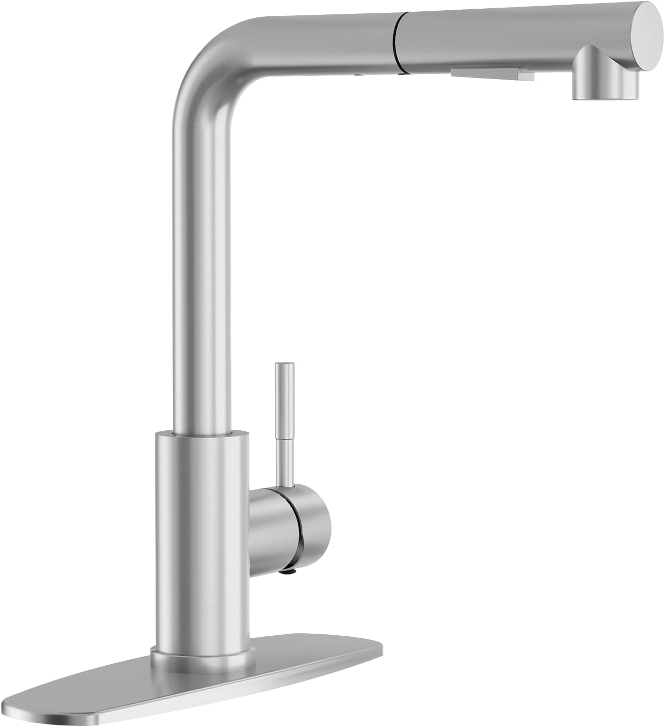 Brushed Nickel Kitchen Faucet with Pull down Sprayer - Modern Single Handle Stai