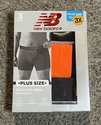 New Balance Men's Athletic Mesh Boxer Briefs Plus Size 3pck 3XL 48