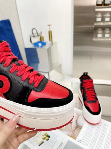 Zapatos deportivos informales R13 con cordones de suela gruesa de cuero, suela plana para mujer - Imagen 19 de 28