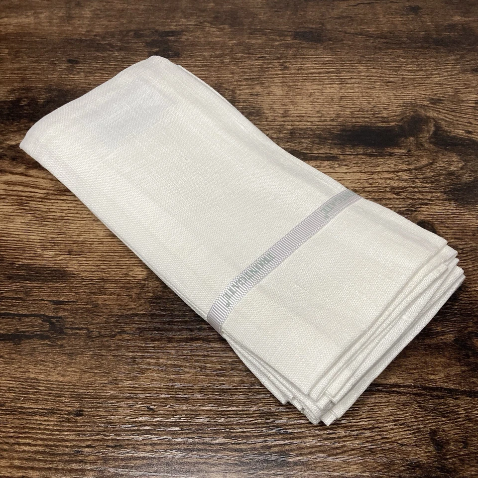 Juego de 6 toallas de lino para invitados FRONTGATE servilletas marfil 18x12 con monograma - letra L Foto 4 de 4
