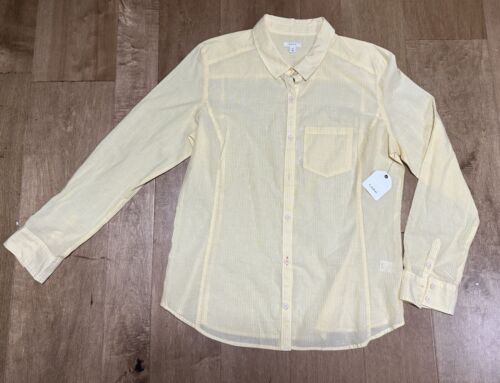 (NWT) Women’s Caslon Yellow Striped Long Sleeve Button Up Size XL 100% Cotton