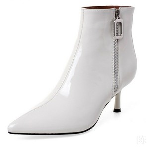 patent leather kitten heel boots