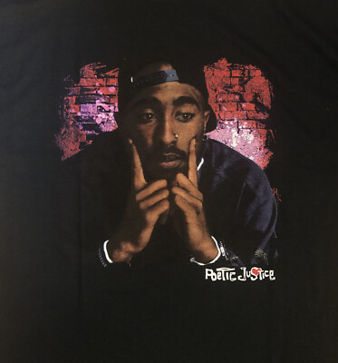 2 Pac Poetic Justice Tupac Shakur Black Mens 90's HIp-Hop T-Shirt