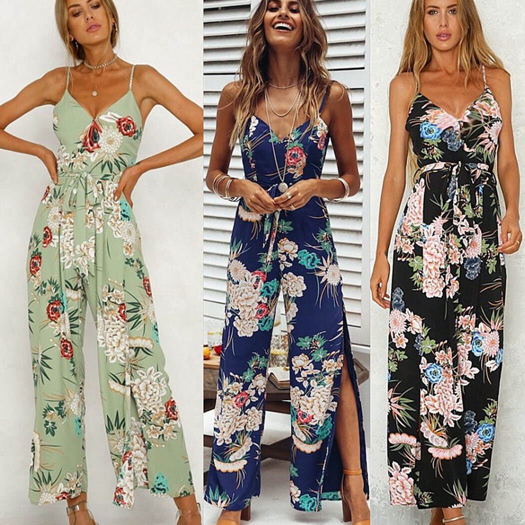 floral backless jumpsuit