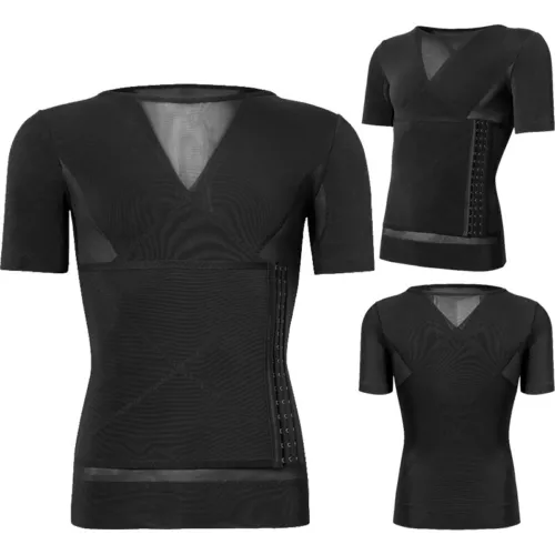 GILET DA UOMO BODY SHAPER SLIMMING PANCIA PETTO COMPRESSIONE T-SHIRT TANK TOP CINTURA - Foto 31 di 36