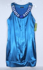 Kitty Sexy Yet Classy Cocktail Evening Dress Blue Beaded Women Medium VTG NEW