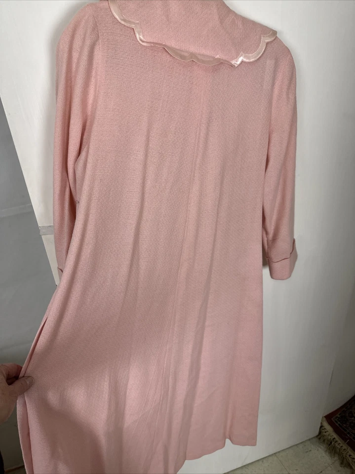 Bata Columpio Rosa Vintage Abotonada Cuello Peter Pan Manga 3/4 Lujo Foto 3 de 4