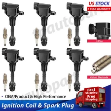 6 Ignition Coil Pack UF401 and Spark Plugs Fits INFINITI FX35 G35 I35 M35 QX4