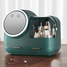 Organizer Trucco Portatile Scatola Portaoggetti Cosmetici con Luce LED e Specchio HD