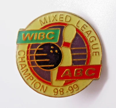 WIBC ABC Mixed League Champion Pin 1998 1999 Bowling Award Vintage Emaille - Bild 1 von 4