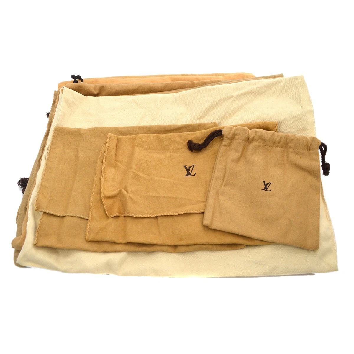 Louis Vuitton Dust Bag 10 Set Brown Beige 100% Cotton Authentic 88165