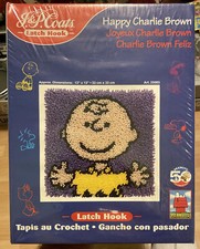 J  P Coats Latch Hook Kit 25083 Peanuts Happy Charlie Brown Yarn New In Box