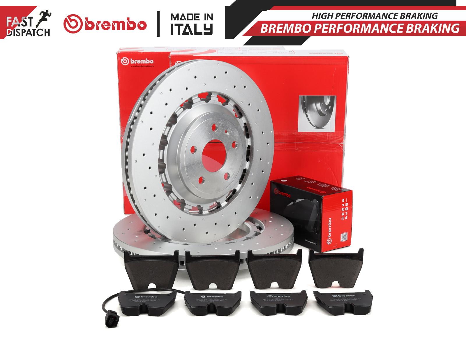 FOR AUDI RS3 QUATTRO 8YS 8YM 2015- FRONT BREMBO BRAKE DISCS PADS 8V0615301R 370