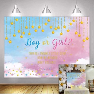 Sfondo baby shower ragazzo o ragazza cielo colorato rivelazione sesso sfondo festa
