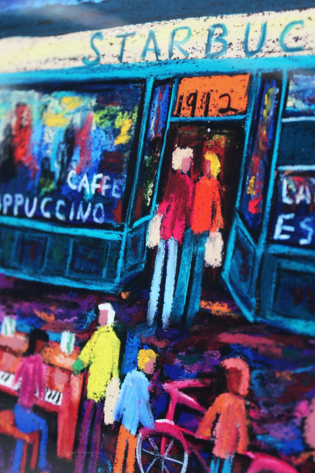 Original Signed Framed Art Print Starbucks Seattle Pike's Place Joseph