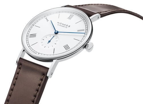 NOMOS Glashutte Ludwig 38 Manual Wind White Dial Brown Leather Mens Watch 237 - Bild 3 von 6