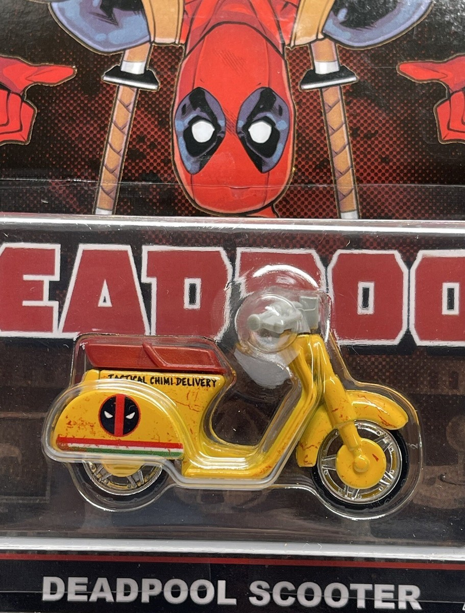 Hot Wheels DEADPOOL Scooter Yellow Marvel Premium Real Riders 1:64