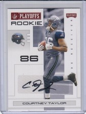 COURTNEY TAYLOR 2007 Playoff NFL Playoffs Signature Red #150 30/100 Auto RC 