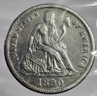 1890 S Seated Liberty Silver Dime Almost Uncirculated XF Coin, FREE SHIPPING!