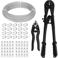 1/8 Stainless Steel Cable, 100ft 1/8 Wire Rope with Wire Rope Crimping Tool a...