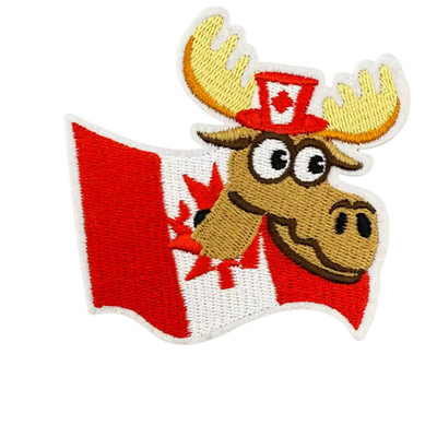 Canadian Moose Maple Leaf Flag Canada Travel Funny Meme Patch, Iron/Sew On