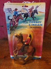 Vintage Hard Plastic Hand Painted Native American Indian Rider  Horse Hong Kong