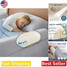 Safe Bed Bumpers for Toddlers 2-Pack Soft Foam Washable Cover Non-Slip Silicone