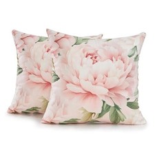 Pink Floral Throw Pillow Covers 18x18 Set of 2, 18" x 18" Pack of 2 Soft Pink