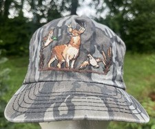 Vintage TreBark Camo SnapBack Hat Embroidered P Brand Buck Mallard Grouse USA