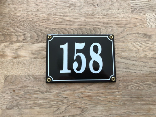 French Black Enamel Metal House Door Gate Street Number Plaque Sign Plate 158