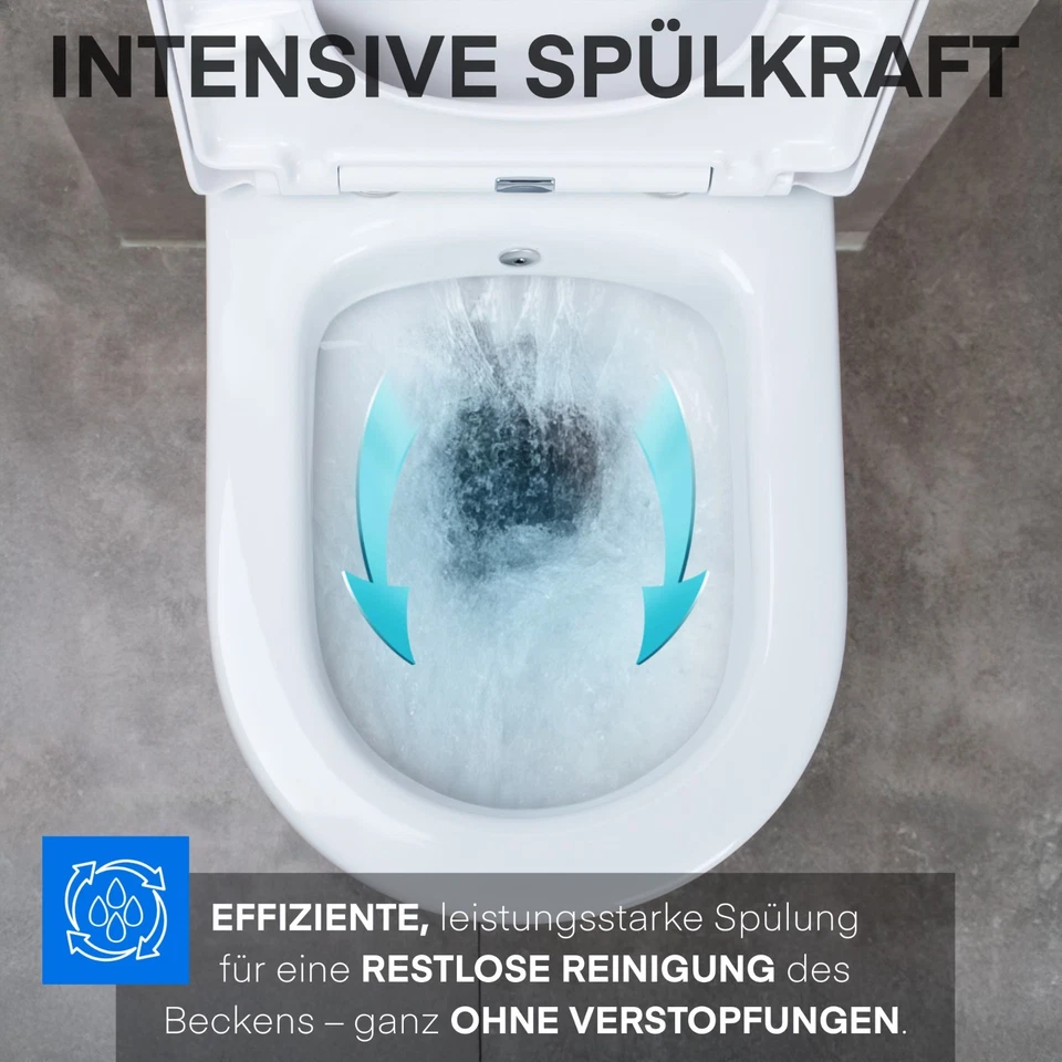 Dusch-WC Taharet Bidet-Funktion & Softclose WC-Sitz, Hänge WC Toilette Weiß - Bild 4 von 4