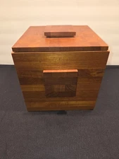 VTG MCM Teak Ice Bucket w/Lid Denmark Barware Mid Century By BROSTROM