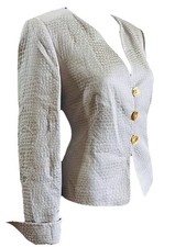 ARMANI Colezzioni US Size 10 EU 48 Vintage Lavender Blazer Pebbled Shell Buttons