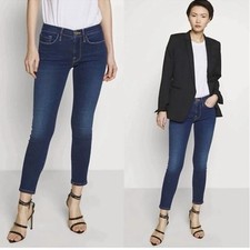 FRAME Le Skinny de Jeanne Crop in Bonn Dark Blue Denim Size 26-27 Stretch