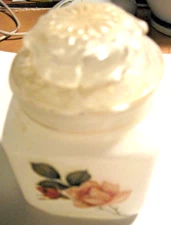 White Frosted Jar - Decorative - Square - Flower Design