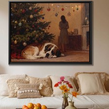Saint Bernard Dog Canvas Print Oil Painting Wall Art Cozy Decor Gift Artwork