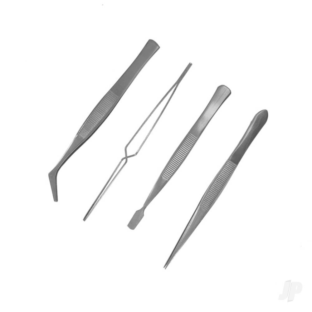 Modelcraft Silver Stainless Steel Tweezers 4 Pack  : 110Mm - Image 2