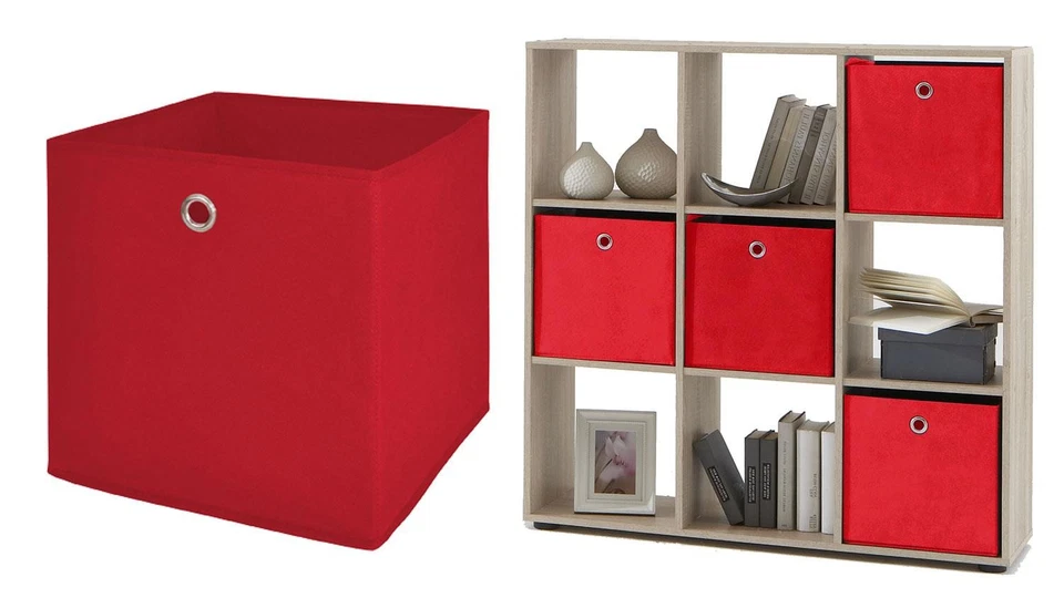 Faltbox Flori 1 Korb Büro Regal Aufbewahrungsbox 4er Set in rot 32x32