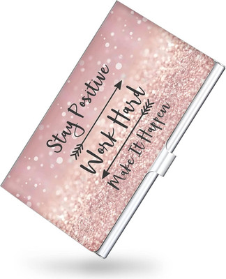 Ultra-Thin Metal Business Card Holder for Men and Women, Pink Design