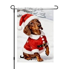 Dachshund Dog Christmas Garden Flag 12x18 Inch Holiday Pet Yard Dachshund #10