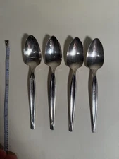 4 Vintage Antique Wm Rogers Mfg Orange Grapefruit Serrated Spoons Silverplate