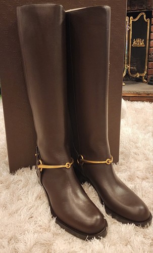 $ 1495 brandneu 100 % authentisch Gucci Horsebit Leder Schlupfstiefel braun 35 5 - Bild 2 von 13