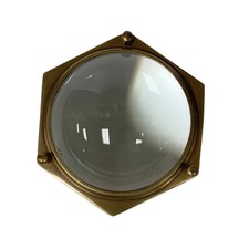 4" Vintage Brass Hexagonal Dome Desktop Magnifier W/Stand For Gift