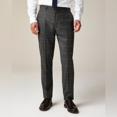 MINT! J.Crew x Loro Piana Ludlow Slim Fit Wool /Cashmere Glen Plaid Check 36 x34