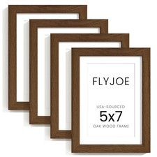 5x7 Oak Wood Picture Frame with Mat for 4x6, 5 by 7 USA-Sourced Natural Solid...