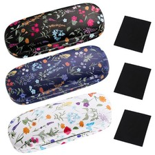3 Pcs Eyeglasses Case Hard Shell Glasses Case Protective with Cleaning Cloth ...
