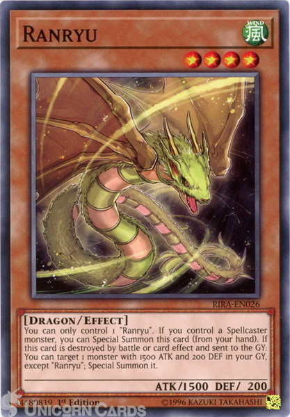 RIRA-EN026 Ranryu : Common : 1st Edition Mint YuGiOh Card