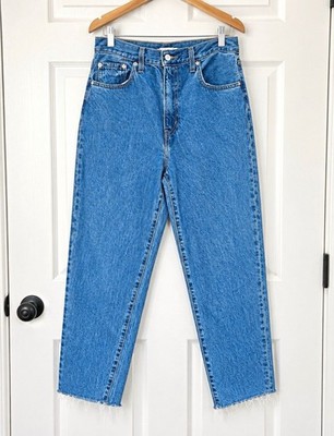 Levi s Premium High Loose Taper Jeans Women s W28 L29 High Rise Raw Hem Blue